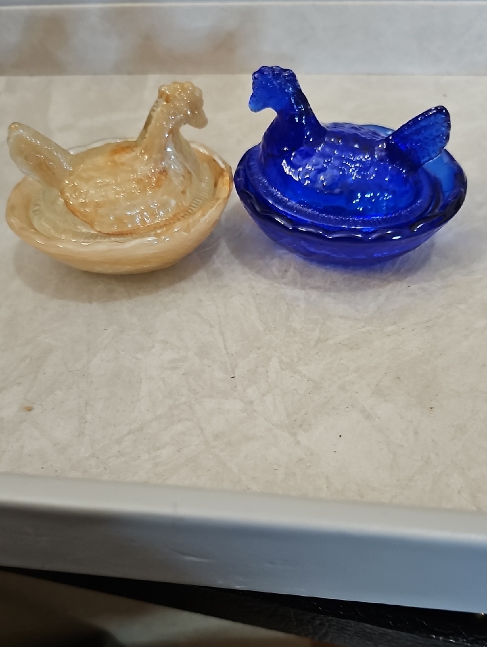 Two Glass Nest Chicken Mini Salt Dishs